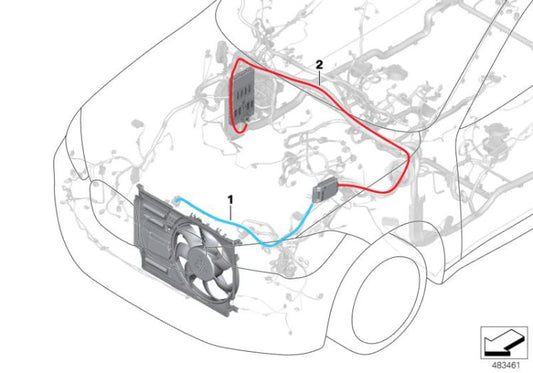 Juego de cables para electroventilador OEM 61116823497 para BMW X1 F48, X1 F48 LCI, X2 F39. Original BMW.