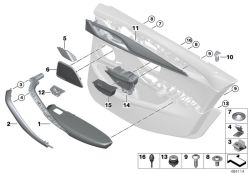 Embellecedor madera nogal brillante izquierdo OEM 51427488505 para BMW Serie 5 G30, G31. Genuine BMW.