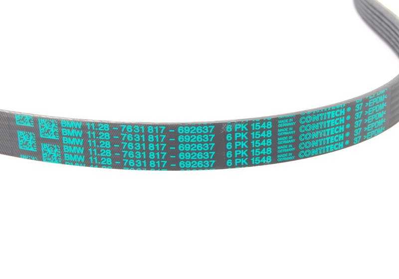 Correa auxiliar (multirib) OEM 11287631817 para BMW E60, E61, E63, E64, E65, E66, E53. Original BMW.