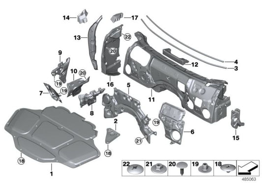 Insonorización salpicadero compartimento motor OEM 51487393240 para BMW 6' G32 620d, 630d, G32 GT, GT LCI... y más. Original BMW.