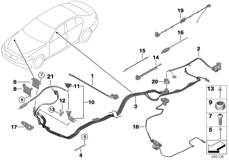 Cable de batería negativo IBS OEM 61219322901 para BMW Serie 5 F10, F11, Serie 7 F01, F02... y más. Original BMW.