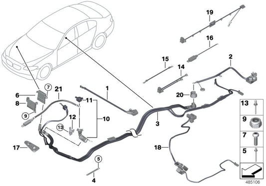 Cable de batería negativo IBS OEM 61219322901 para BMW Serie 5 F10, F11, Serie 7 F01, F02... y más. Original BMW.