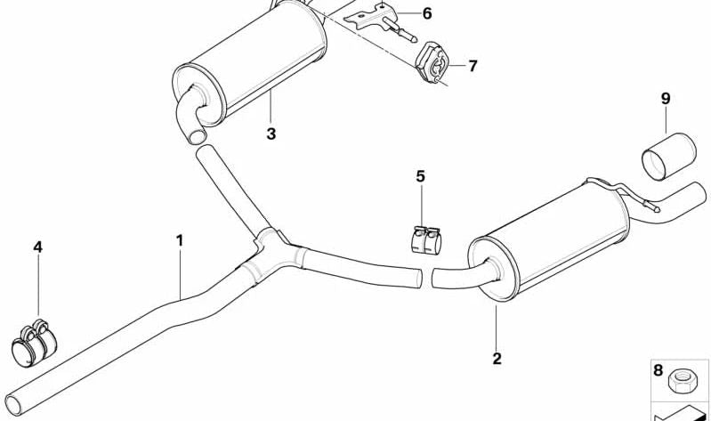 Silenciador adicional izquierdo OEM 18307645176 para MINI Clubman R55, R55 LCI Cooper S y JCW. Original MINI.