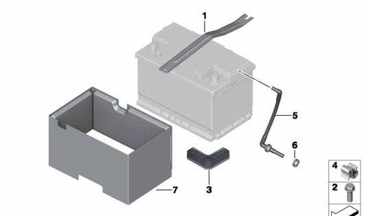 Soporte de batería OEM 41007192742 para BMW Z4 E89 sDrive18i, sDrive20i, sDrive23i. Compatible con modelos del 2009 al 2016. Pieza original BMW.