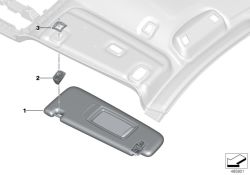 Contraapoyo de visera parasol OEM 51167465198 para BMW G20, G30, G31, G32, G15, G16, X1, X6… y más. Original BMW.