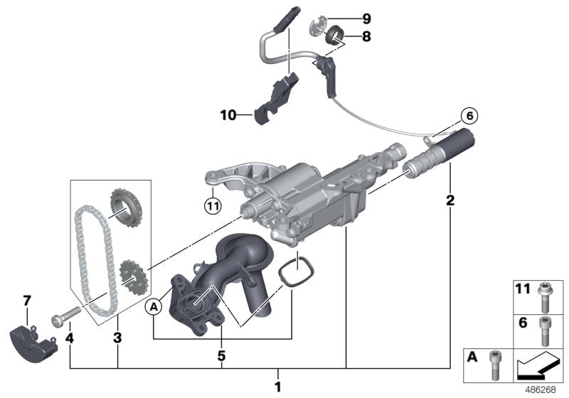 Tapa del sistema de aceite OEM 11417600467 para BMW F20, F21, F30, F31. Compatible con motores N13. Pieza original BMW.