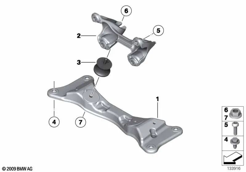 Soporte del cambio OEM 22326760305 para BMW Serie 3 E90, E91, E92, E93 y más. Original BMW.