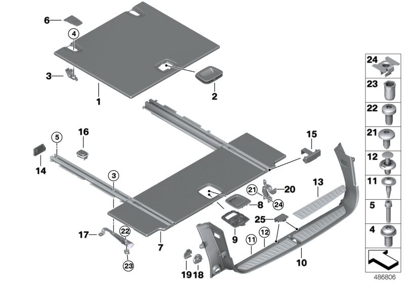 Tapa anilla de sujeción maletero OEM 51477471668 para BMW G31 (520d, 518d) desde 2017 a 2024. Pieza original BMW. Ideal para cubrir el anclaje en el piso del maletero. Color negro.