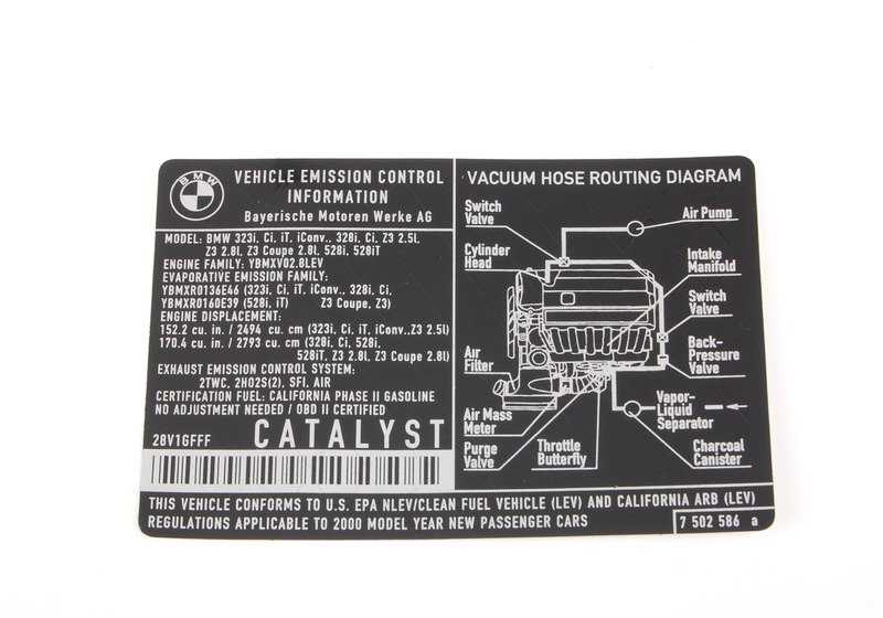 Adhäsive Tage -Emissionen 71227502586 für BMW E46, E39. Original BMW.