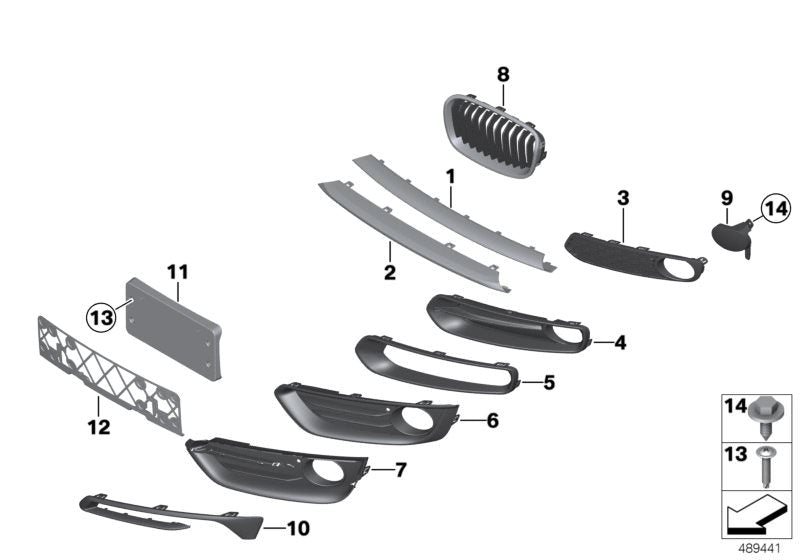 Moldura central delantera OEM 51117272573 para BMW F20 y F21 (todos los modelos compatibles). Pieza original BMW.