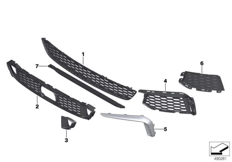 Rejilla entrada de aire derecha OEM 51118064964 para BMW G30 y G31 (modelos 518d, 520d). Pieza original BMW.