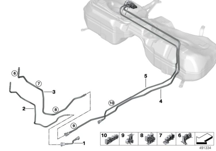 Filtro tubería alimentación combustible OEM 16127458378 para BMW Serie 2 G42, Serie 3 G20, Serie 4 G22... y más. Original BMW.