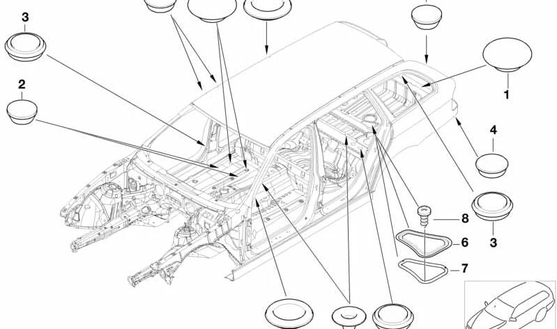 Junta de estanqueidad OEM 51718204376 para BMW Serie 5 E39. Compatible con cierres y tapones de carrocería. Original BMW.