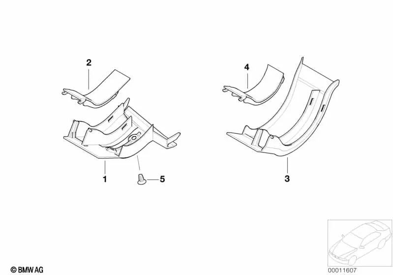 Cubierta para conducción de cables izquierda para BMW Serie 5 E39 (OEM 61138364787). Original BMW