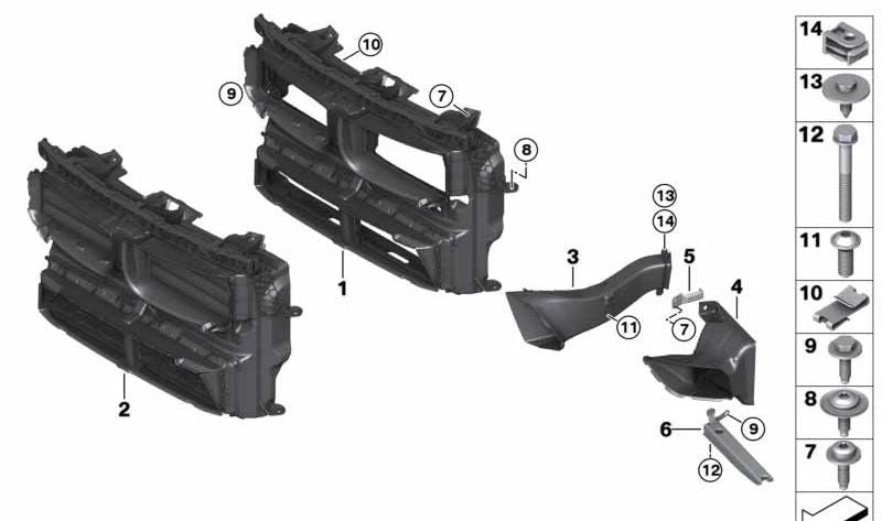 Conducto de aire para radiador izquierdo OEM 51118075924 para BMW F48. Original BMW.