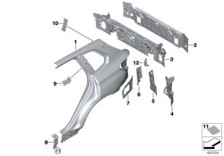 Chapa de refuerzo montante D derecho OEM 41009492934 para BMW X5 G05, X5 G05 LCI, X5L G18, X5 M F95... y más. Original BMW.