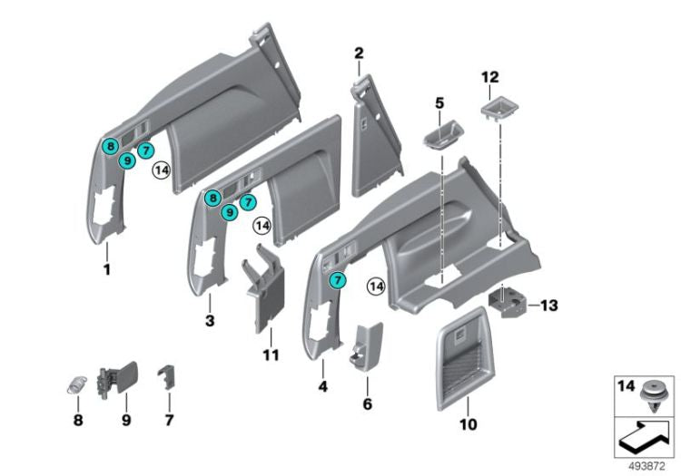 Soporte bolsillo negro OEM 51479479590 para BMW X5 G05, X5 M F95, X6 G06, X6 M F96... y más. Original BMW.