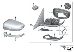Heated left wing mirror for BMW G20, G21 (OEM 51168498191). Original BMW.