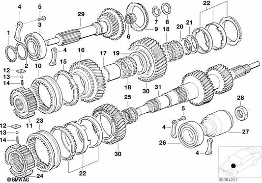 Ressort de pression OEM 23211224816 pour BMW Série 3 E36, E46, Série 5 E34, E39, Série 7 E32, E38, X5 E53, Z3 E36... et plus encore. Véritable BMW.