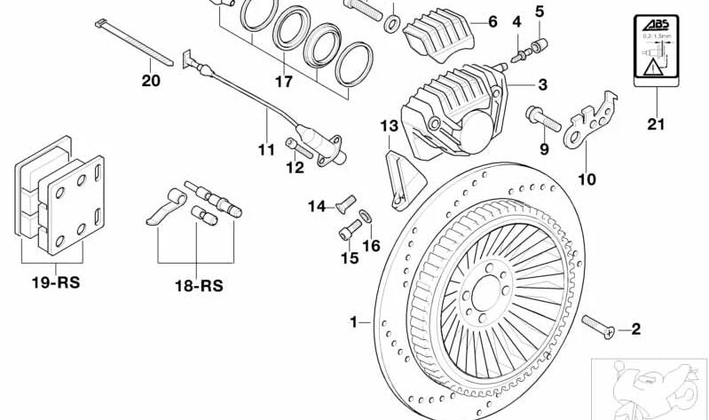 Juego de pastillas de freno traseras OEM 34217657025 para motos BMW R 1100 S, K 1200 RS, R 80 G/S... y más. Original BMW Motorrad.