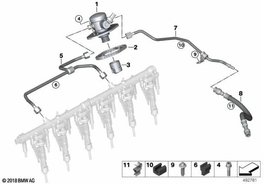 Pipe d'avance du moteur pour BMW G42, G20, G21, G28, G22, G23, G26, G30, G31, G38, G32, G11n, G12N, G14, G15, G16, G01, G08, G02, G05, G18, G06, G07 , G29 (OEM 13539452385). BMW d'origine