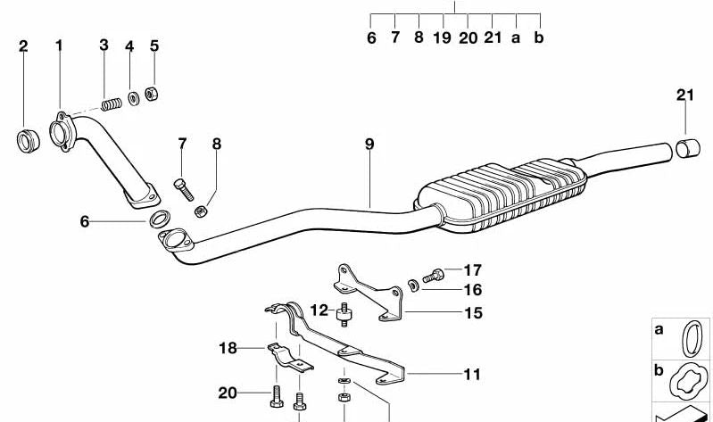 Silenciador delantero OEM 18102244206 para BMW Serie 3 E36 (316i, 318i, 318is, 320i, 323i, 325i, 328i, M3). Original BMW.