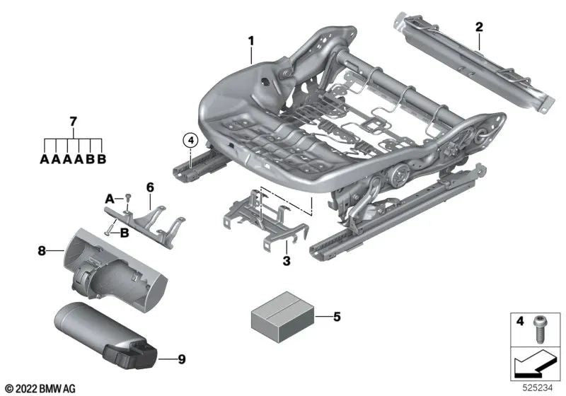 Mecanismo del asiento izquierdo para BMW U06, U11 (OEM 52107911647). Original BMW