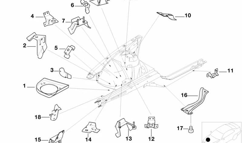 Soporte del silenciador de admisión OEM 41148167203 para BMW E38. Pieza original BMW.