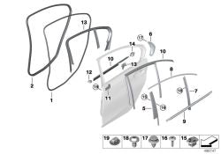 Cubierta del hueco puerta trasera izquierda OEM 51337465147 para BMW Serie 3 G20, G20 LCI. Original BMW.