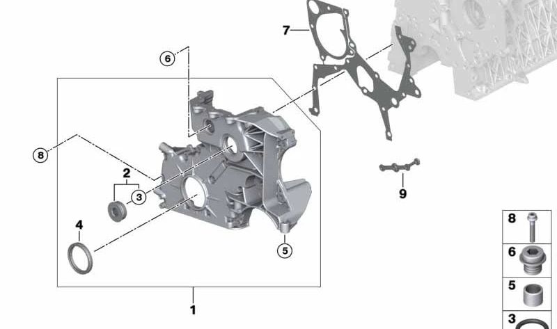 LOWER COVER OF DISTRIBUTION CHAIN 11147794136 FOR BMW E87, E90, E91. Original BMW.