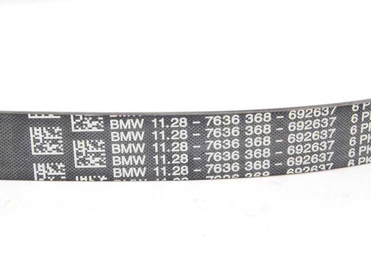 Correa poli V OEM 11287636368 para BMW Serie 7 E38 {750i, L7} con motor M73. Válida para versiones automáticas y tracción trasera. Original BMW.