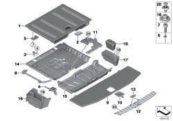 Bandeja inserível no porta-malas traseiro OEM 51477450648 para BMW G21 Touring, G81 M3 Touring... e muito mais. BMW genuíno.