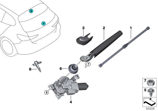 Tapa embellecedora del brazo del limpiaparabrisas trasero OEM 61627456078 para BMW F40. Original BMW.