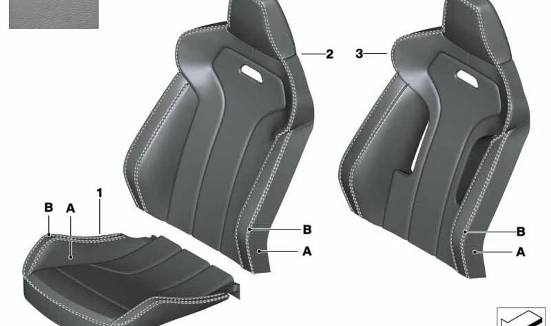 Funda respaldo asiento deportivo en cuero izquierdo OEM 52107986439 para BMW F87, F80, F82. Original BMW.