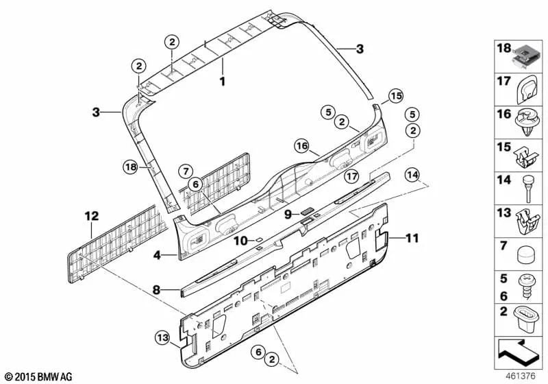 Trunk liner right side interior for BMW X5 E53 (OEM 51498250110). Original BMW