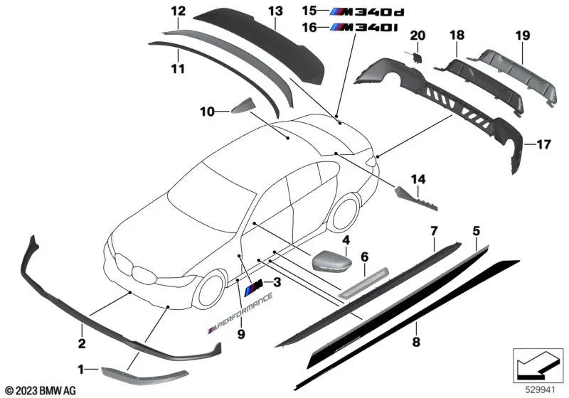 Glossy black tow hook cover for BMW G20, G21 (OEM 51122455862). Original BMW