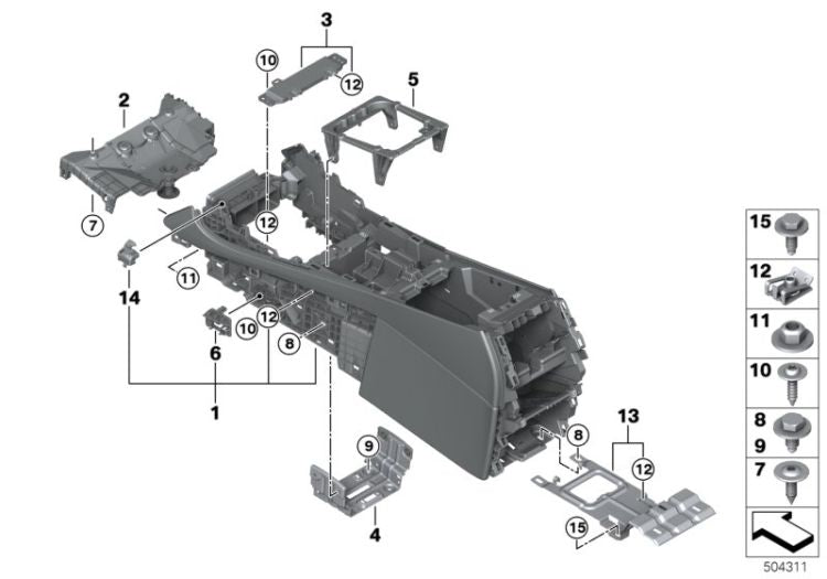 Consola central color negro OEM 51169495661 para BMW X5 M F95, X6 G06, X6 M F96... y más. Original BMW.