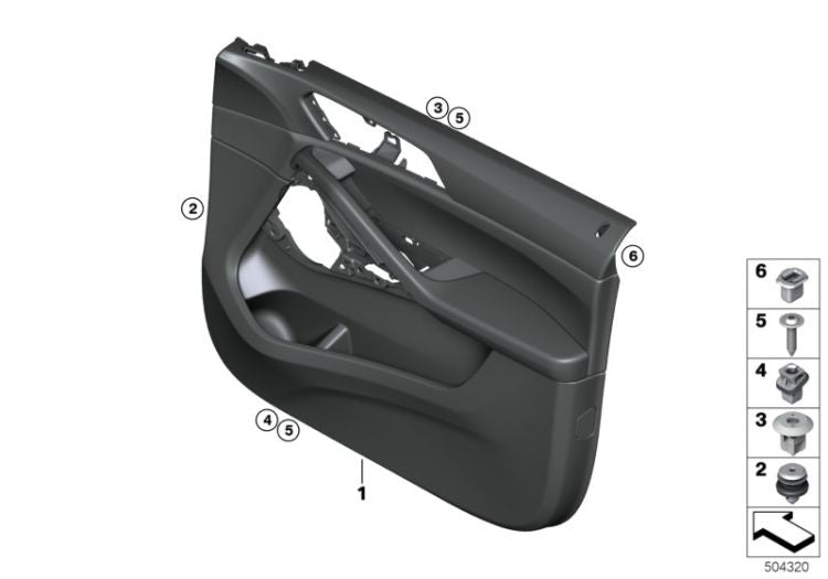 Revestimiento de puerta delantero izquierdo OEM 51419474009 para BMW X6 (G06) xDrive30d, xDrive40d, xDriveM50d... y más. Original BMW.