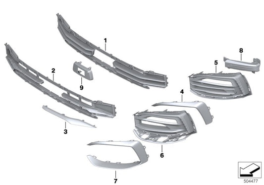 Cubierta OEM 51118496371 para BMW Serie 1 F40, Serie 2 F44 Gran Coupé, Phantom RR11 LCI, Phantom EWB RR12 LCI. Original BMW.