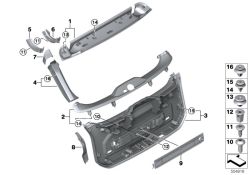 Revestimiento capó trasero interior derecho OEM 51497946708 para BMW G21, G81 Touring, M3 Touring... y más. Original BMW.