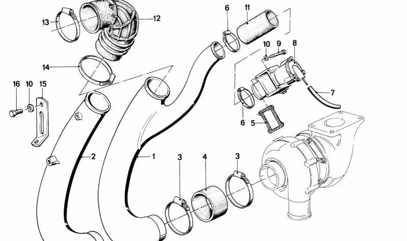 Tubo de admisión OEM 11651273349 para BMW E23. Original BMW.