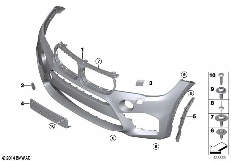 Revestimiento de parachoques delantero imprimado OEM 51118056719 para BMW X6 M F86. Original BMW.