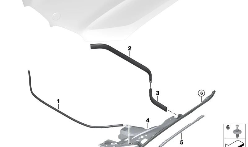 Junta lateral izquierda capó delantero OEM 51767425427 para BMW X5 F95/F95N/G05/G05N/G18/G18N, X6 F96/F96N/G06/G06N, X7 G07/G07N, XM G09. Original BMW.