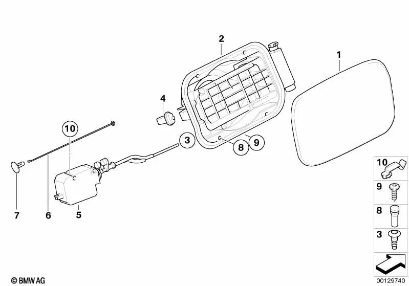 Actuador de Tapa de Llenado para BMW E83 (OEM 67116987634). Original BMW