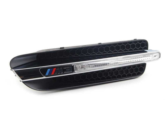 Side wall decorative grille with emblem left for BMW 3 Series E90, E90N (OEM 51138046447). Original BMW.