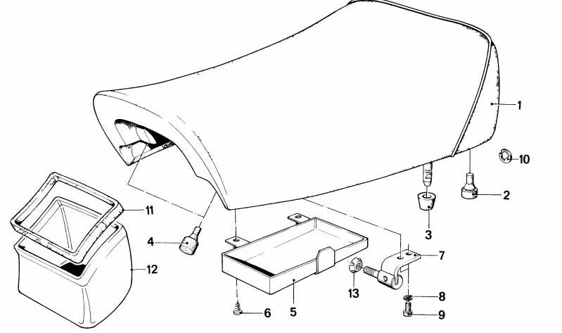 Caja de herramientas OEM 52531236175 para BMW E23, E24, E28, E30, E31, E32, E34, E36. Original BMW.