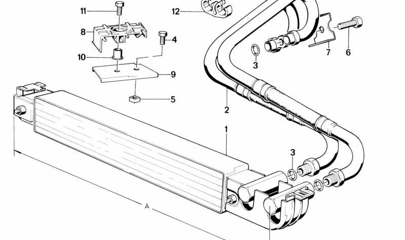 Soporte de tubería de aceite OEM 17211712232 para BMW E34, E32. Original BMW.