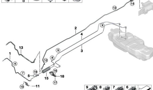 Triplo condotto per la BMW F20, F52, F22, F23, F44, F45, F46, F87, F30, F34, F35, F80, F32, F33, F36, F82, F83, X1 F48, F49, X2 F39, X3 F25, X4 F26, Mini F54, F55, F56, F57, F60 (OEM 16127258753). BMW originale
