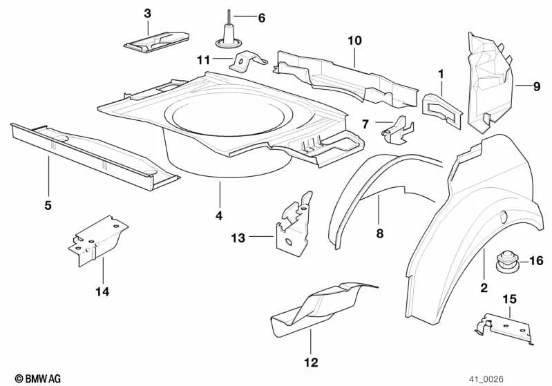Left closing wall OEM 41128108475 for BMW 8 Series E31 (840Ci, 850CSi). Genuine BMW.