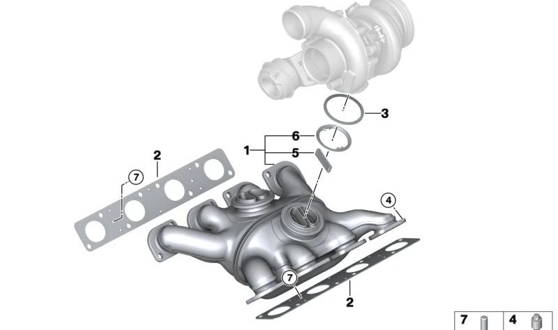 Colector de escape OEM 11627589089 para BMW X5 E70 y X6 E71. Repuesto original BMW.